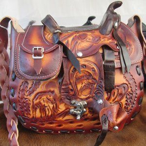 Saddle Purse Hand Tooled Leather